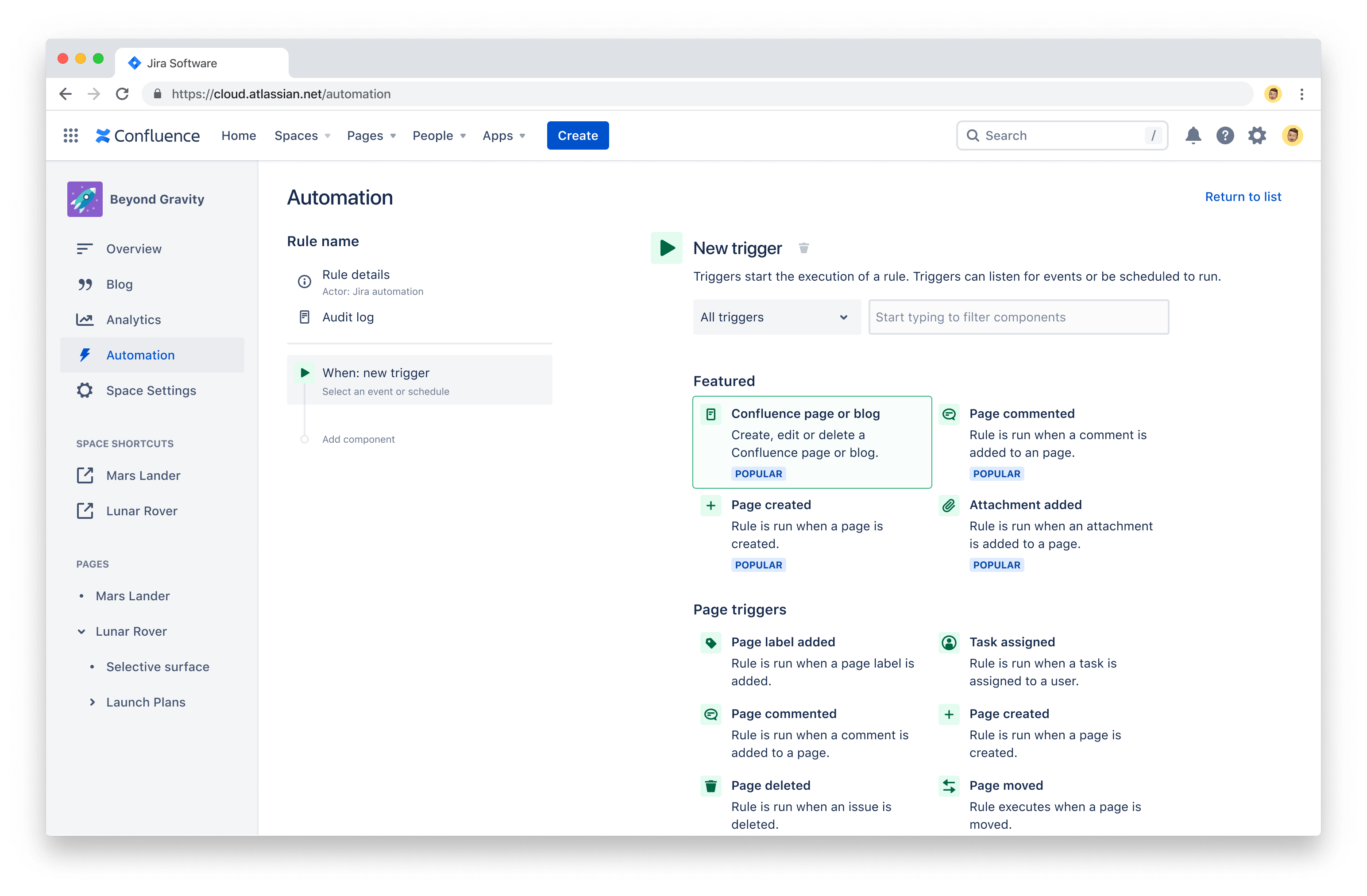 Exemple de déclencheur d'automatisation